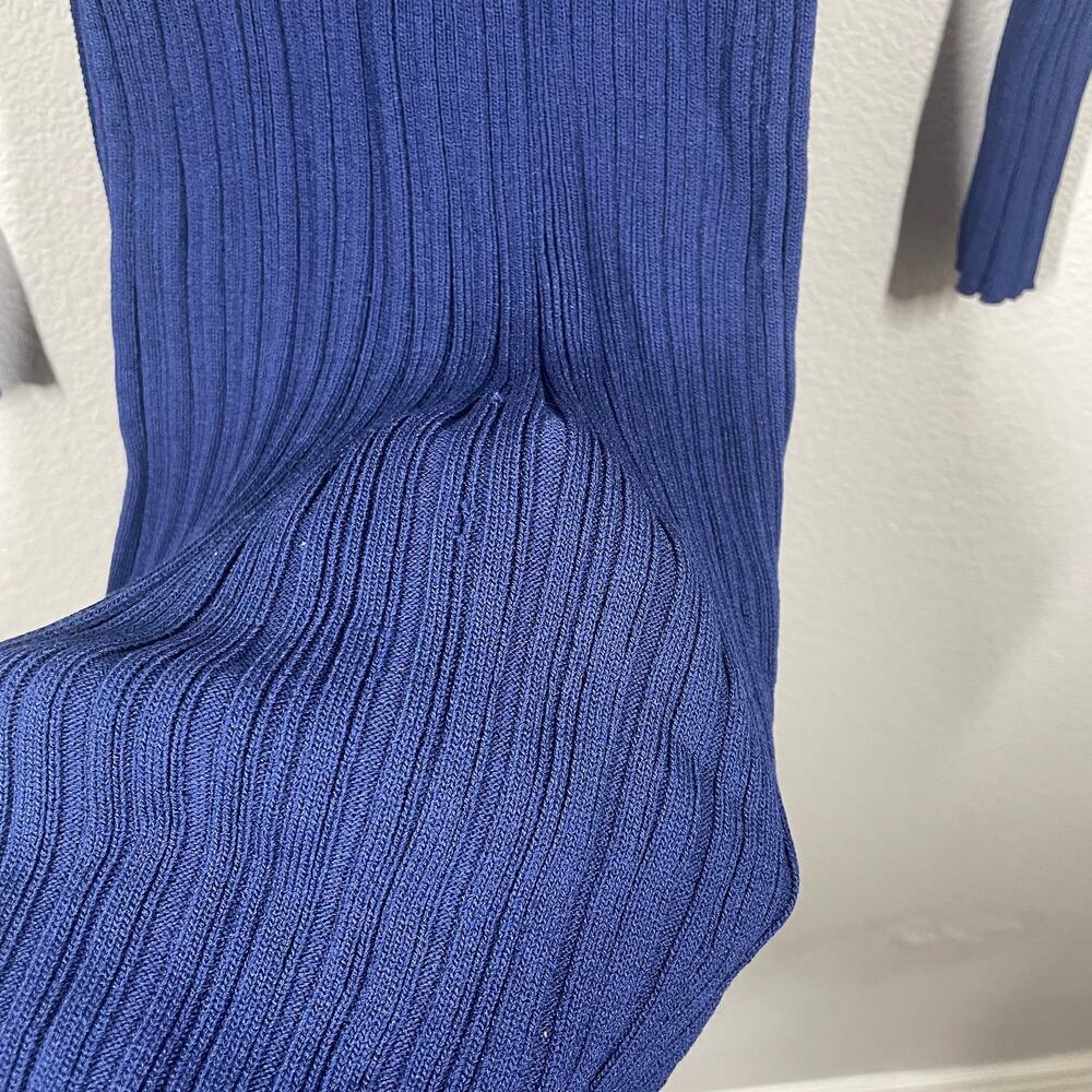 Adam Lippes Size Small Rib Sweater Dress Navy Knit Side Buttons Long Sleeves - Picture 11 of 11